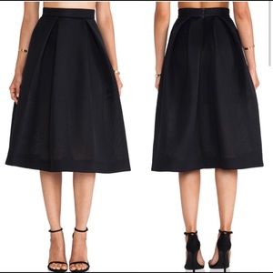 NICHOLAS Pleated Pique, black A-Line Skirt